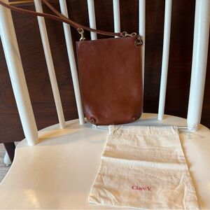 Clare V Poche Rich Brown Leather Crossbody